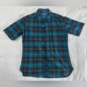 Pendleton Blue and Black Plaid Men's Shirt Sz M